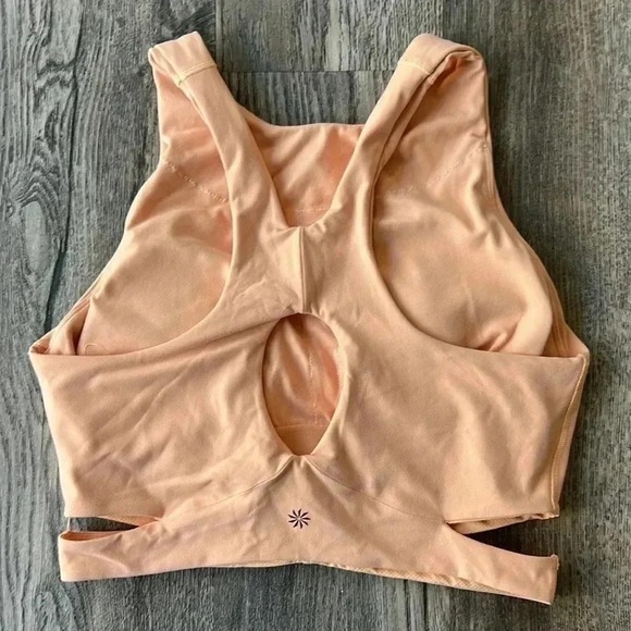 Athleta Top Sleeveless Tank Top Orange Conscious Crop Cut Out Bra Size Medium - Picture 4 of 5